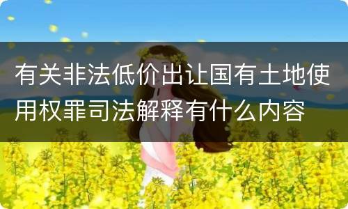 有关非法低价出让国有土地使用权罪司法解释有什么内容