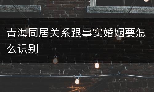 青海同居关系跟事实婚姻要怎么识别