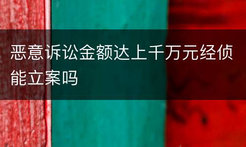 恶意诉讼金额达上千万元经侦能立案吗