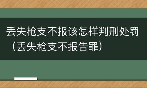 丢失枪支不报该怎样判刑处罚（丢失枪支不报告罪）