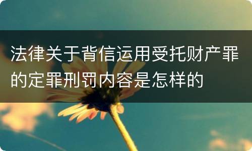 法律关于背信运用受托财产罪的定罪刑罚内容是怎样的