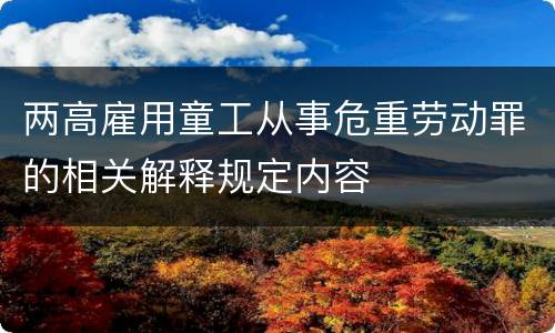 两高雇用童工从事危重劳动罪的相关解释规定内容