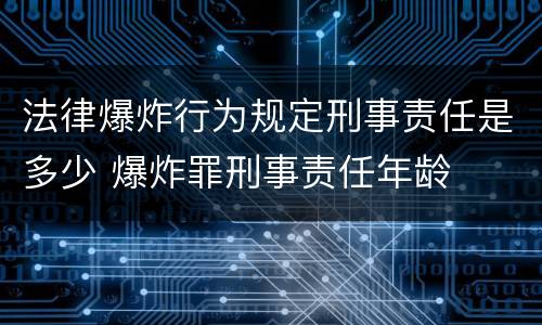 法律爆炸行为规定刑事责任是多少 爆炸罪刑事责任年龄