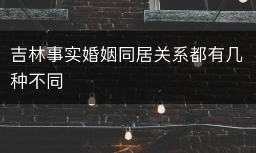 吉林事实婚姻同居关系都有几种不同