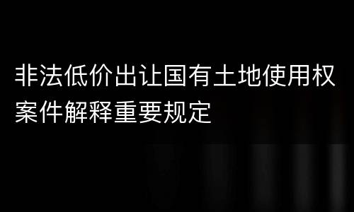 非法低价出让国有土地使用权案件解释重要规定