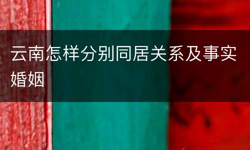 云南怎样分别同居关系及事实婚姻