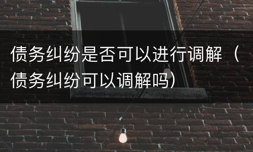 债务纠纷是否可以进行调解（债务纠纷可以调解吗）