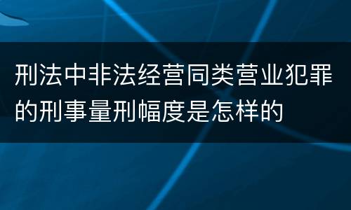 刑法中非法经营同类营业犯罪的刑事量刑幅度是怎样的