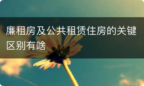 廉租房及公共租赁住房的关键区别有啥