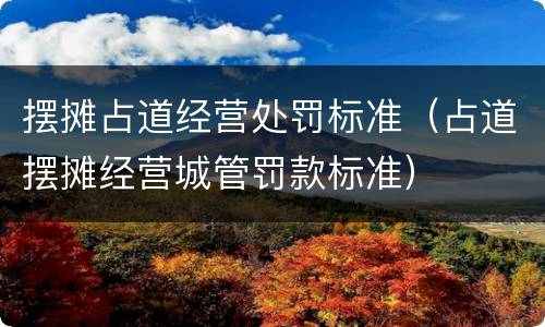 摆摊占道经营处罚标准（占道摆摊经营城管罚款标准）