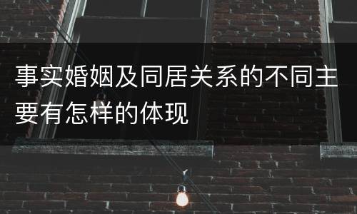事实婚姻及同居关系的不同主要有怎样的体现