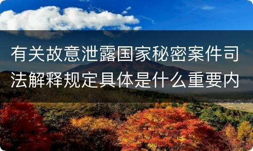 有关故意泄露国家秘密案件司法解释规定具体是什么重要内容