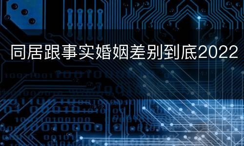 同居跟事实婚姻差别到底2022
