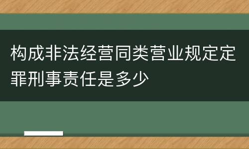 构成非法经营同类营业规定定罪刑事责任是多少