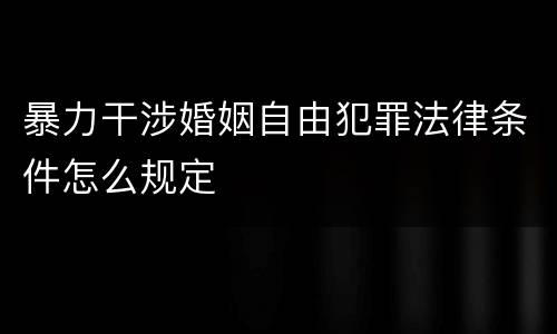 暴力干涉婚姻自由犯罪法律条件怎么规定