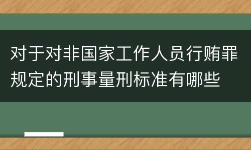 对于对非国家工作人员行贿罪规定的刑事量刑标准有哪些