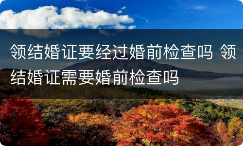 领结婚证要经过婚前检查吗 领结婚证需要婚前检查吗