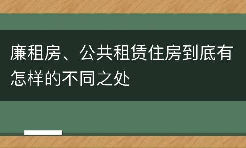 廉租房、公共租赁住房到底有怎样的不同之处