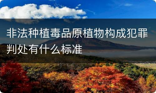 非法种植毒品原植物构成犯罪判处有什么标准