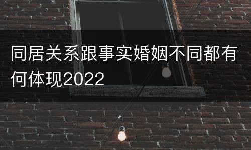 同居关系跟事实婚姻不同都有何体现2022