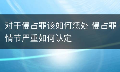 对于侵占罪该如何惩处 侵占罪情节严重如何认定