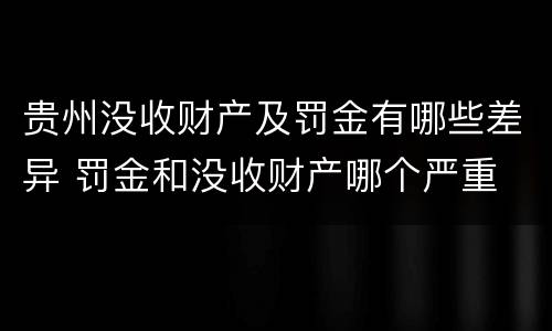 贵州没收财产及罚金有哪些差异 罚金和没收财产哪个严重