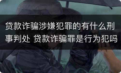 贷款诈骗涉嫌犯罪的有什么刑事判处 贷款诈骗罪是行为犯吗