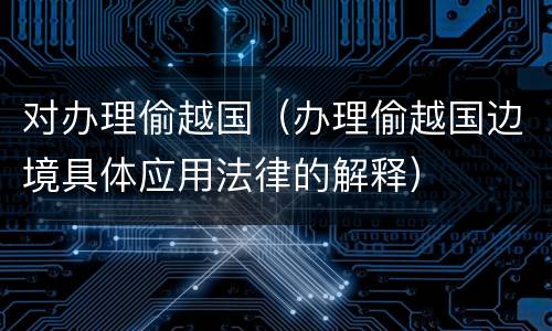 对办理偷越国（办理偷越国边境具体应用法律的解释）