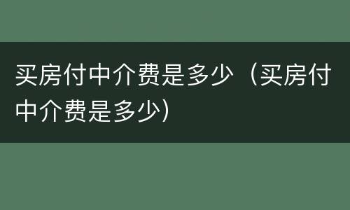 买房付中介费是多少（买房付中介费是多少）