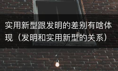 实用新型跟发明的差别有啥体现（发明和实用新型的关系）