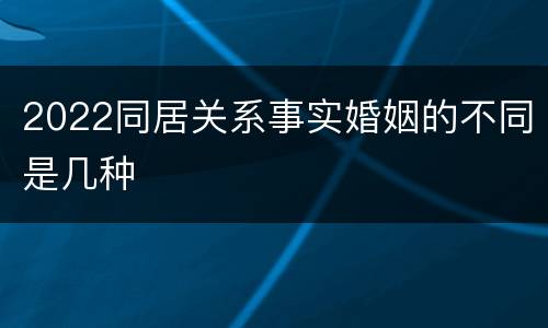2022同居关系事实婚姻的不同是几种