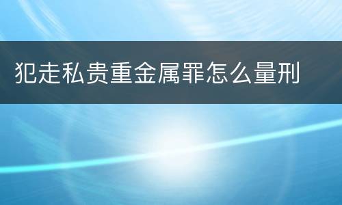 犯走私贵重金属罪怎么量刑