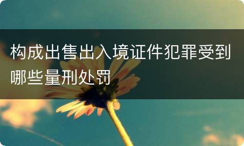构成出售出入境证件犯罪受到哪些量刑处罚