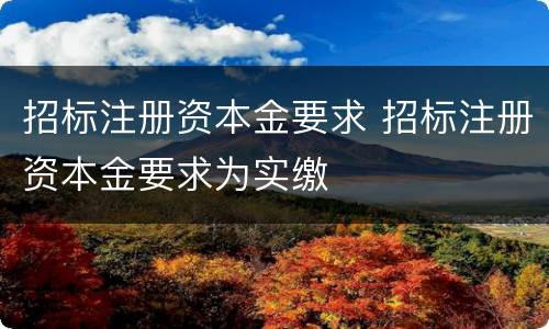 招标注册资本金要求 招标注册资本金要求为实缴