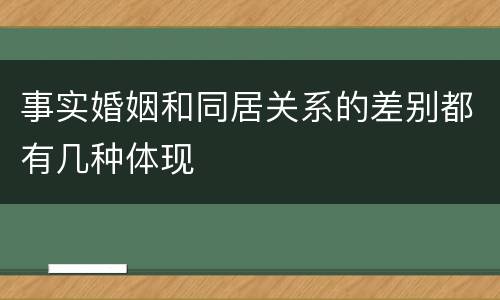 事实婚姻和同居关系的差别都有几种体现