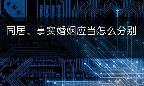 同居、事实婚姻应当怎么分别
