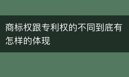商标权跟专利权的不同到底有怎样的体现