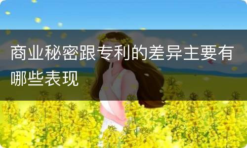 商业秘密跟专利的差异主要有哪些表现