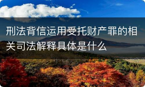 刑法背信运用受托财产罪的相关司法解释具体是什么