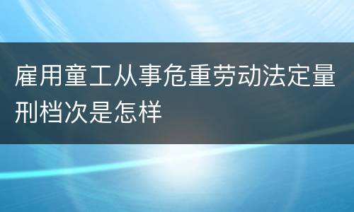 雇用童工从事危重劳动法定量刑档次是怎样