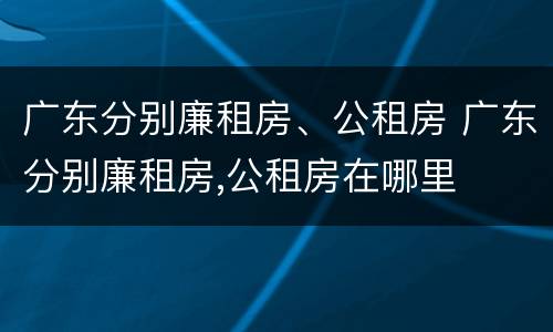 广东分别廉租房、公租房 广东分别廉租房,公租房在哪里