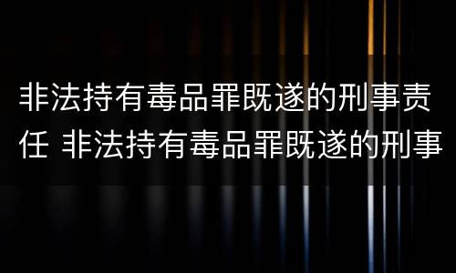 非法持有毒品罪既遂的刑事责任 非法持有毒品罪既遂的刑事责任认定