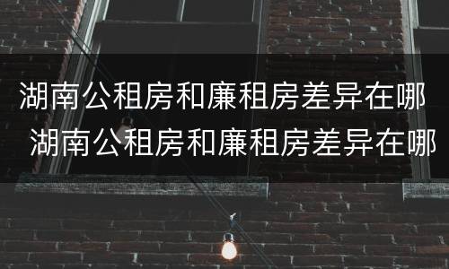 湖南公租房和廉租房差异在哪 湖南公租房和廉租房差异在哪查