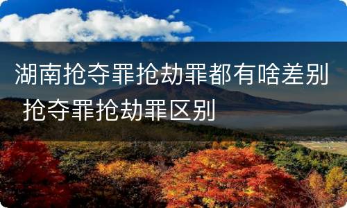 湖南抢夺罪抢劫罪都有啥差别 抢夺罪抢劫罪区别