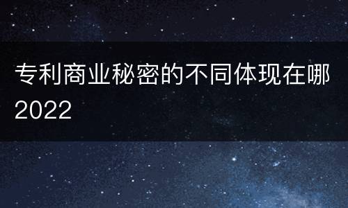 专利商业秘密的不同体现在哪2022