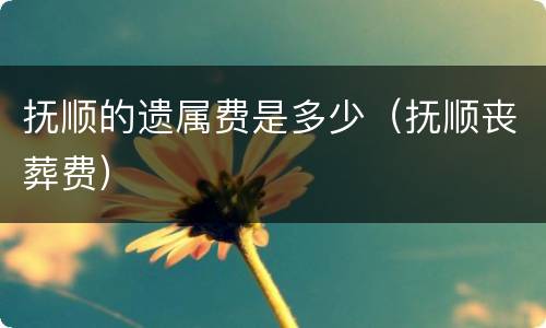 抚顺的遗属费是多少（抚顺丧葬费）
