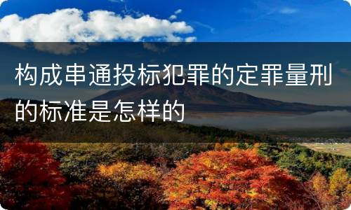 构成串通投标犯罪的定罪量刑的标准是怎样的