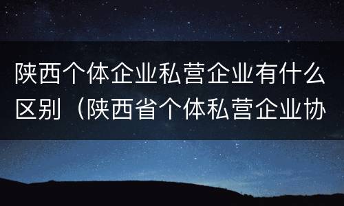 陕西个体企业私营企业有什么区别（陕西省个体私营企业协会）