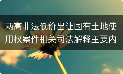两高非法低价出让国有土地使用权案件相关司法解释主要内容有哪些