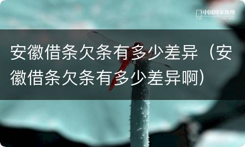 安徽借条欠条有多少差异（安徽借条欠条有多少差异啊）